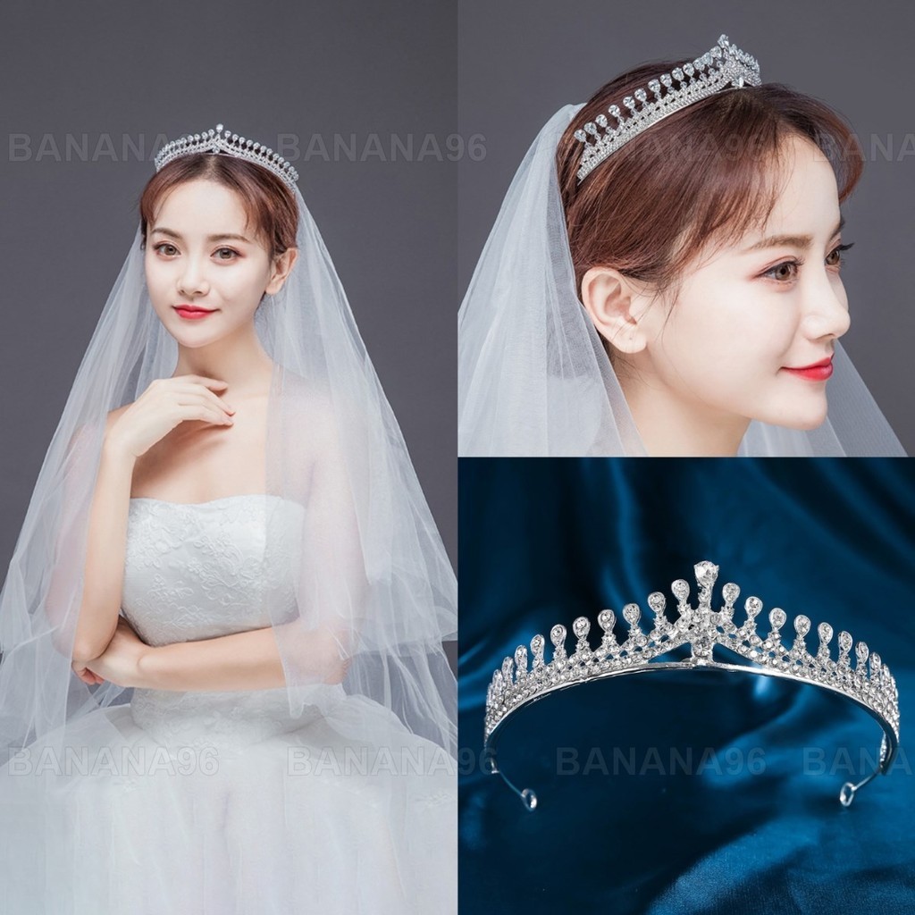 มงกุฎเพชร Ti-17 มงกุฎ มงกุฏ แต่งงาน ที่คาดผม เครื่องเพชร เครื่องประดับ เจ้าหญิง นางงาม