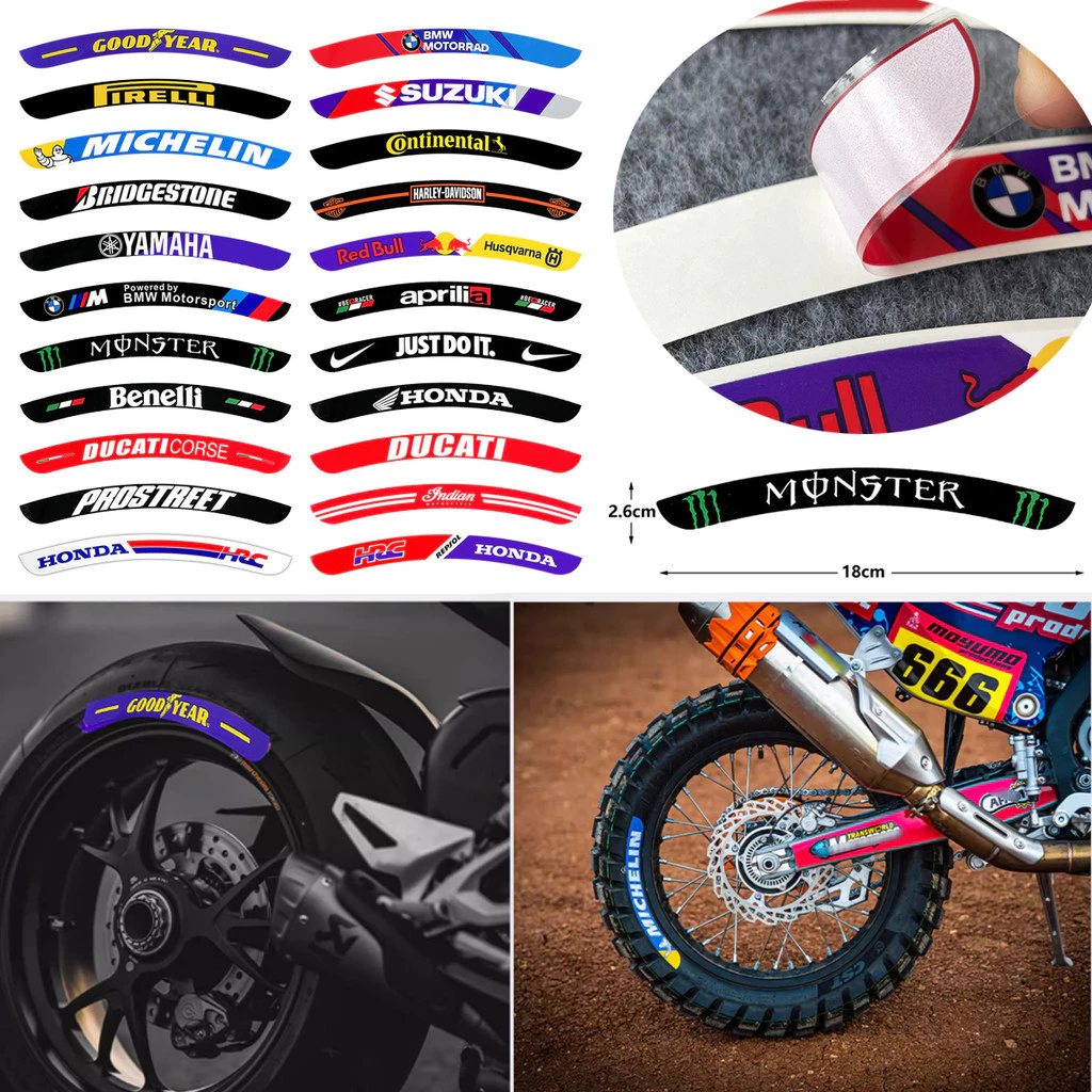 สติ ๊ กเกอร ์ ยางล ้ อรถจักรยานยนต ์ Hot Melt Transfer Tyre Decals