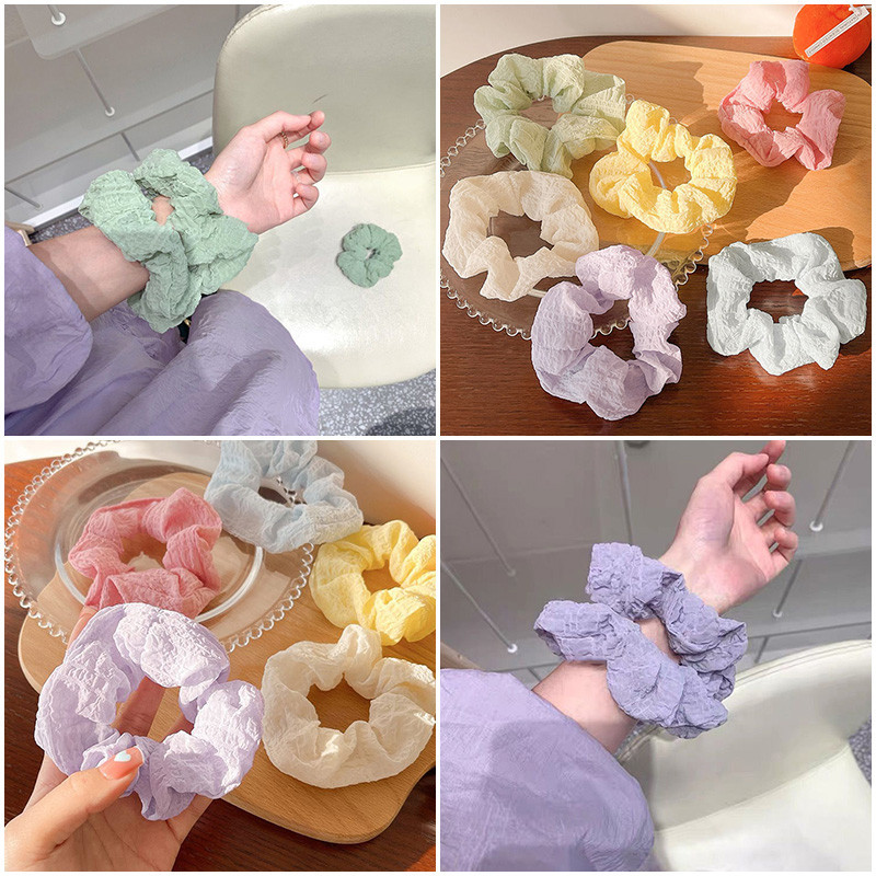รัดผมทรงโดนัทสีครีมพัฟ สไตล์อินส์ หวานน่ารัก สไตล์เกาหลี อุปกรณ์ตกแต่งผมสวมใส่เข้าได้ทุกชุด