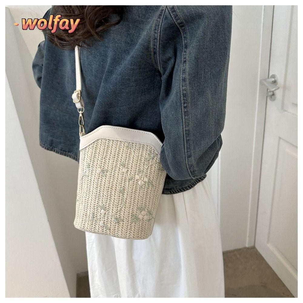 Wolfay ทอถังBags,ความจุสูงแฟชั ่ นผู ้ หญิงHollow Handle Bag,ซิปปิดCrossbodyกระเป ๋ าRetroโครเชต ์ กระเป ๋ าฤดูร ้ อนToteกระเป ๋ า