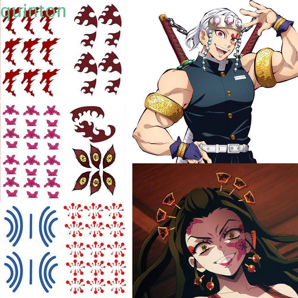Quinton ชั่วคราว Tattoo สติกเกอร์ Demon Slayer Kamado Tanjiro Nezuko การ์ตูน Kimetsu ไม่มี Yaiba ผู้หญิงผู้ชาย Body แขน Tatouage Temporaire เด็กคอสเพลย์ปลอม Tattoo