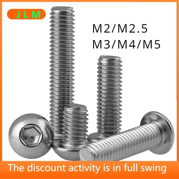 ((JLMC) A4-70 สกรูซ็อกเก็ตหกเหลี่ยมหัวกลมครึ่ง M2/M2.5/M3/M4/M5 SUS316 สแตนเลสสตีลซ็อกเก็ตหกเหลี่ยมสกรู Bolt