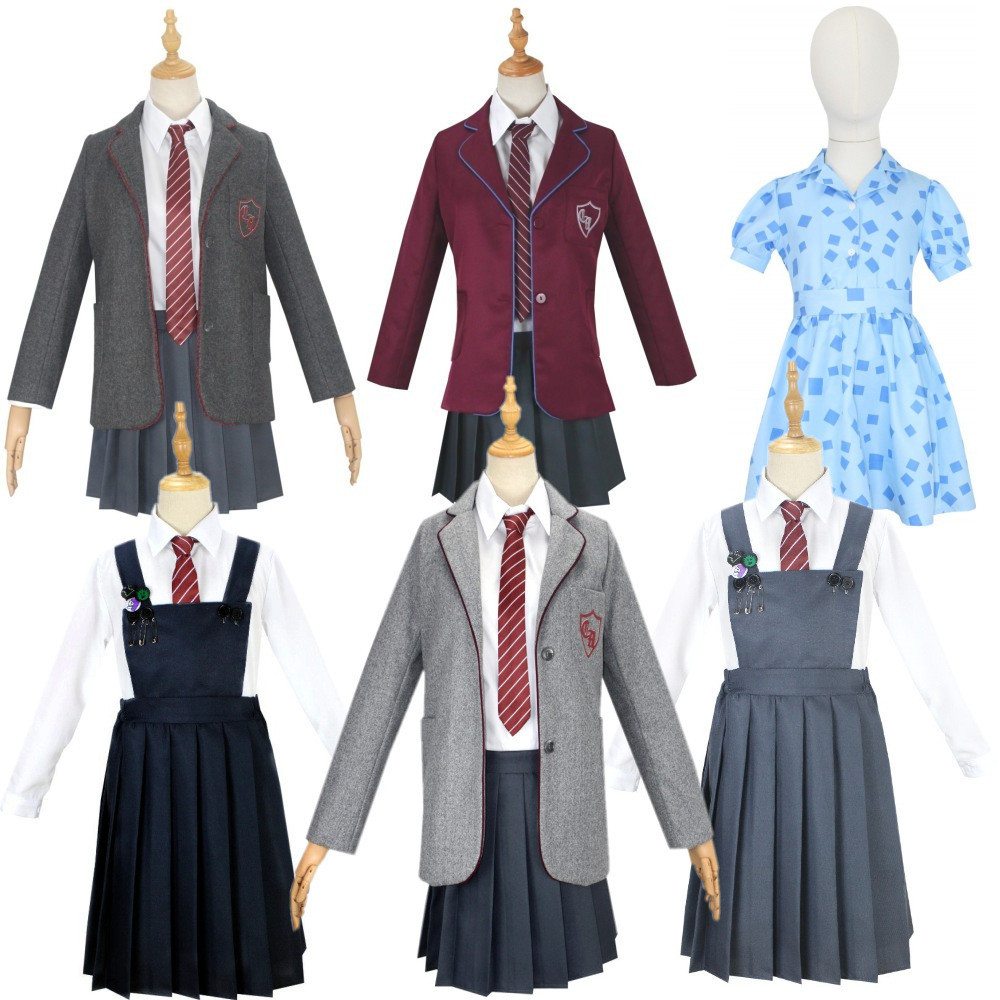 [สต๊อกพร้อมจัดส่งที่รวดเร็ว] Ready Stock Matilda cos ชุดนักเรียนสีเทาชุดคอสเพลย์ขนาดเด็ก