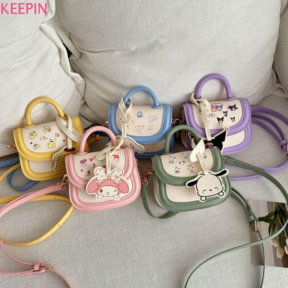 Keepin กระเป๋าการ์ตูน Kuromi, Pu Tag จี้ Pu หนัง Mini Crossbody Bag, Simple Melody Mini กระเป๋าสะพายสตรีสไตล์เกาหลีกระเป๋าเดินทาง