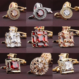 1 คู่ Man หรูหราสุภาพบุรุษ Zircon Cufflink เพชร Cuff Link งา…