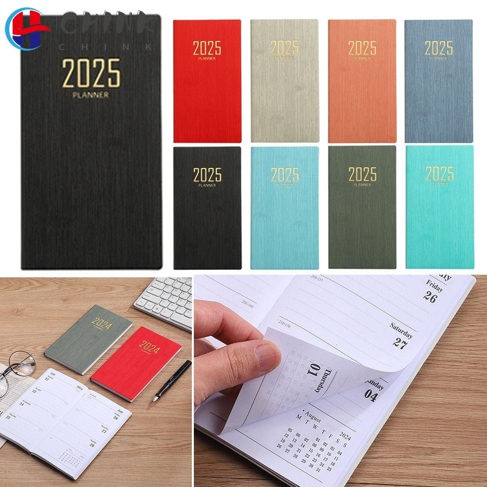 Chink 2025 Agenda Book, Pocket with Calendar Diary Weekly Planner, Portable A6 Notebooks Students