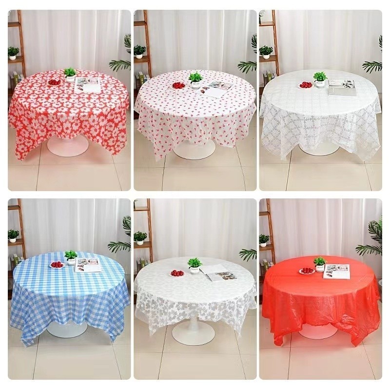 ZJ HOME ผ้าปูโต๊ะ พลาสติก ลายดอกไม้ หลายสีจัดส่งแบบสุ่ม