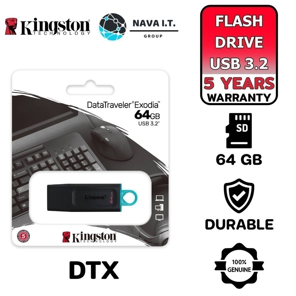 มีส่งด่วน KINGSTON DTX/64GB FLASH DRIVE USB 3.2 BLACK รับประกัน 5 ปี