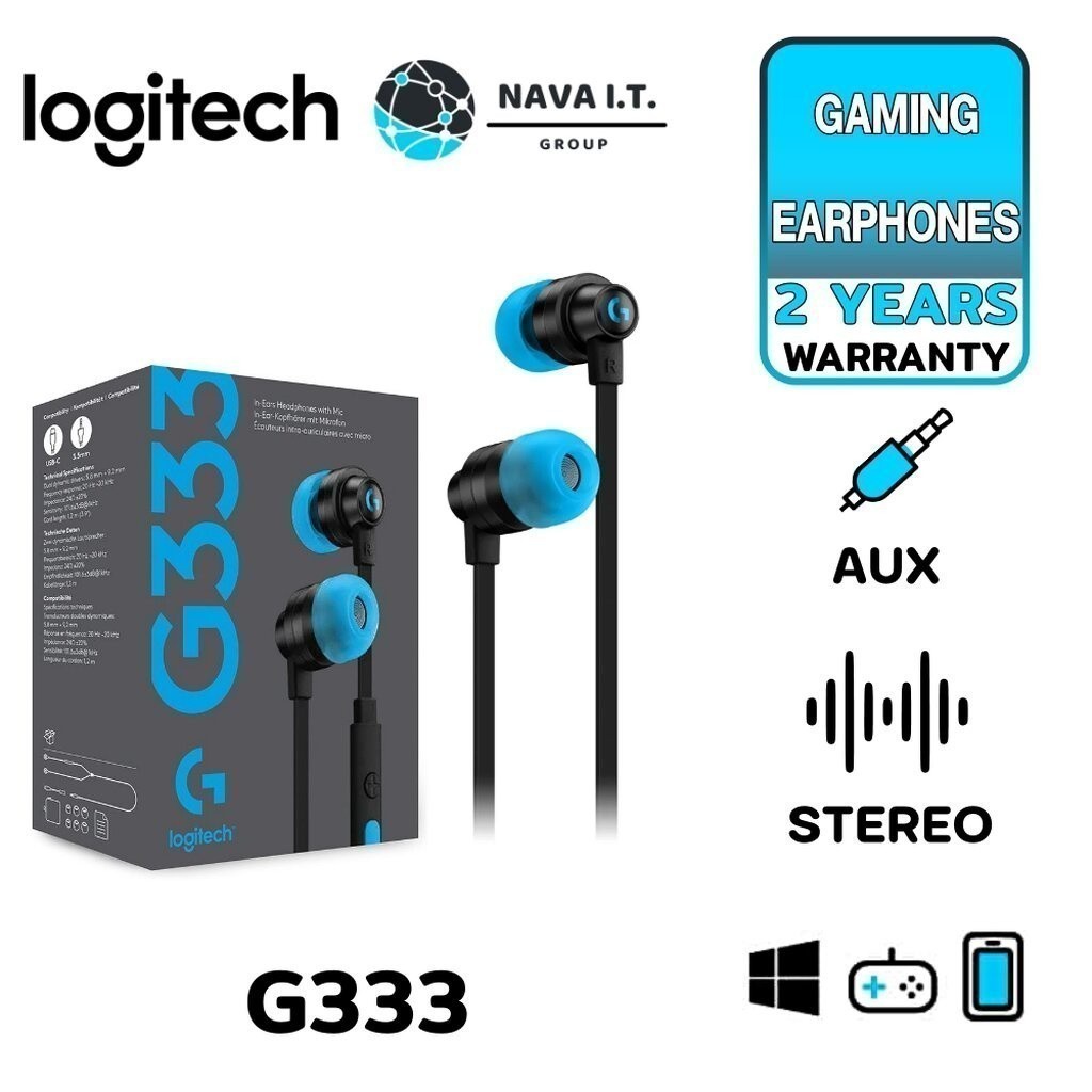 มีส่งด่วน LOGITECH G333 หูฟังเกมมิ่ง GAMING EARPHONES WITH MIC AND DUAL DRIVERS -สีดำ หูฟังเกมมิ่ง ประ...