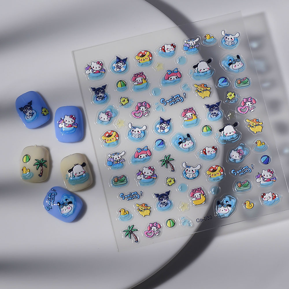การ์ตูนเล็บสติกเกอร์เยลลี่เล็บตกแต่งสติกเกอร์ 5D กันน้ําเล็บศิลปะสติกเกอร์ - รูปที่ 3