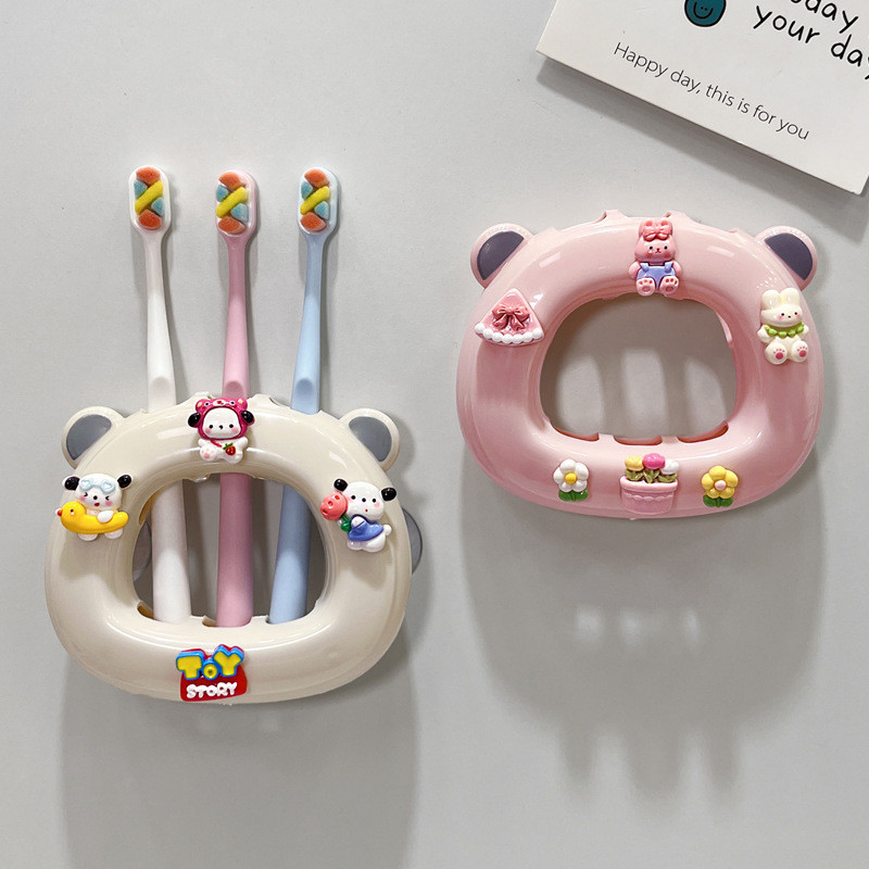 ชั้นเก็บแปรงสีฟันสําหรับเด็กติดผนังที่วางแปรงสีฟันน่ารักแบบไม่มีหมัด