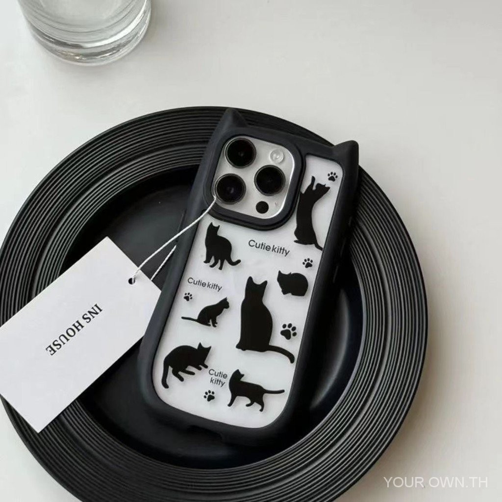 เหมาะสําหรับ Apple Series ihone15 Fun Creative ins14promax หูแมวสามมิติ 13 สติ๊กเกอร์แมว 12