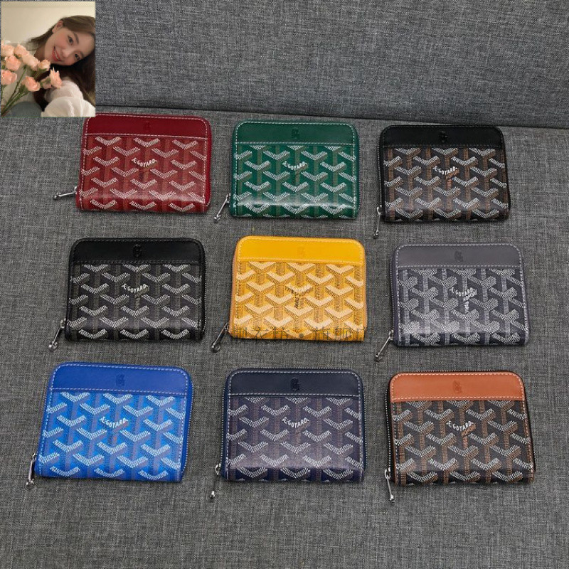 Goyard รุ่นอัพเกรด Boutique goyard goyard กระเป๋าสตางค์ซิปสั้นกระเป๋าหญิงสุนัขฟันกระเป๋าสตางค์เหรียญ