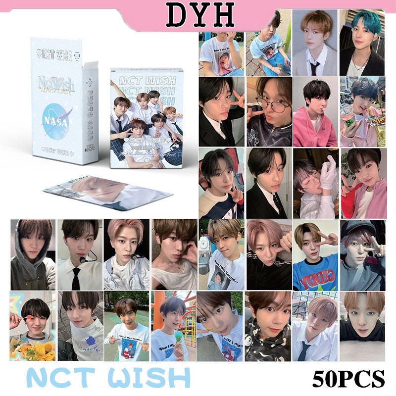 Dyh 50 ชิ้น/กล่อง NCT WISH เลเซอร์โฮโลแกรม Photocards Holographic LOMO การ์ด KPOP อัลบั้ม