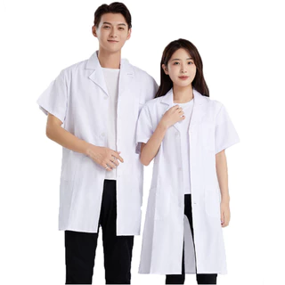 usboon ชุดแพทย์ เสื้อคลุมสำหรับห้องปฏิบัติการอาหาร กันฝุ่น กันลม เสื้อยูนิฟอร์ม แขนสั้น-ยาว
