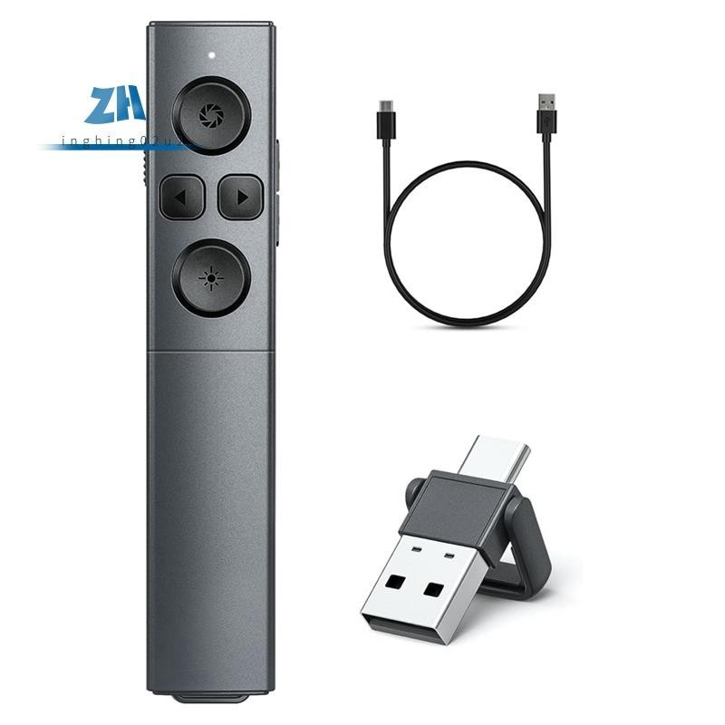 1 ชิ้น 2-In-1 USB Type C Presentation Clicker ชาร์จไร้สาย Presenter Remote Black Clicker สําหรับการน