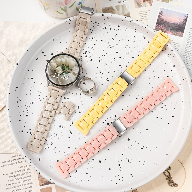 Candy สี Slim เรซิ่นนาฬิกาสําหรับ Samsung galaxy Watch 4 5 6 7 Watch5 Pro Watch6 watch4 classic 42 มม.46 มม.40 มม.44 มม.43 มม.47 มม.สายนาฬิกาอัจฉริยะเปลี่ยนสายรัดข้อมือ