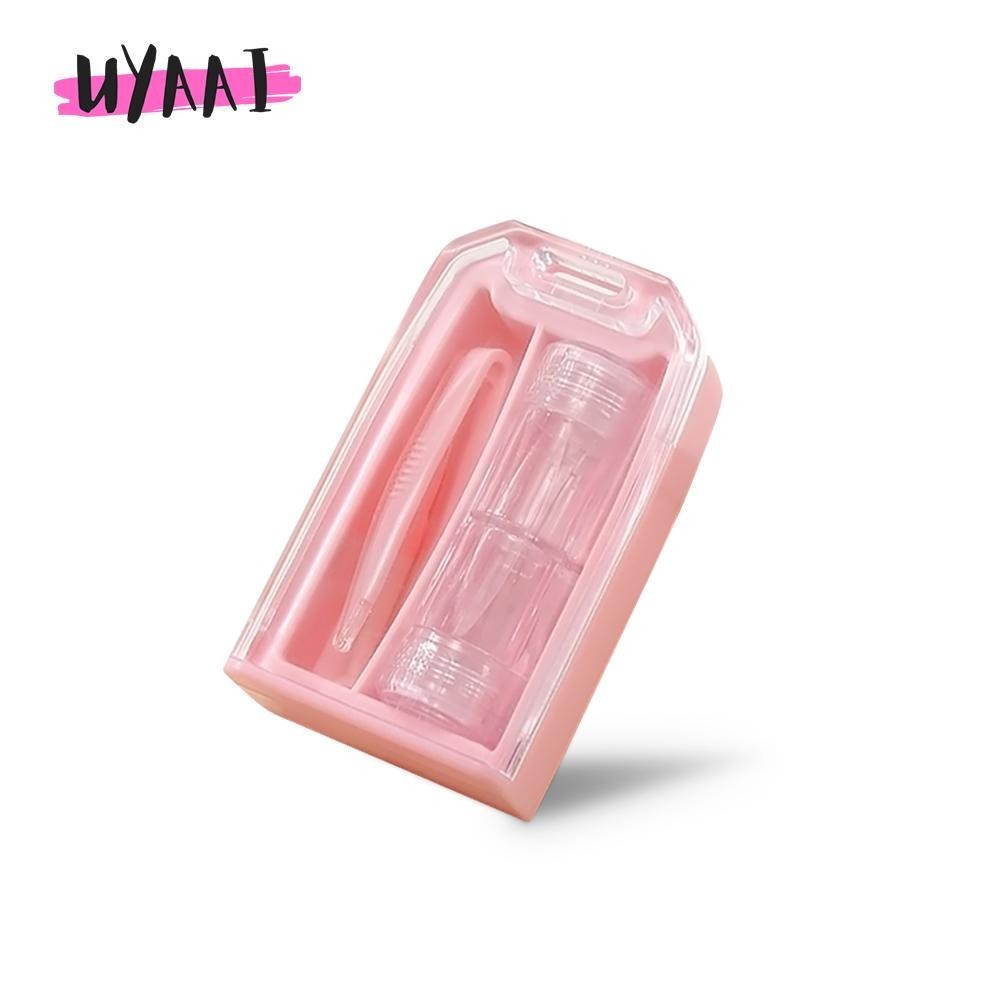 UYAAI ลูกอมสีครีมสีพิเศษสาวคอนแทคเลนส์กล่องมินิแบบพกพาคอนแทคเลนส์กรณีที่มีปากคีบแท่งดูดชุดสำหรับชุดเ