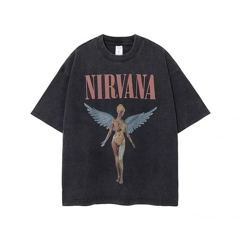 Angel nirvana เสื้อโอเวอร์ไซส์ เสื้อผ้าแฟชั่น สตรีท rapper travis ทราวิส 2pac ฮิต 2023 มาใหม่ s-5xl