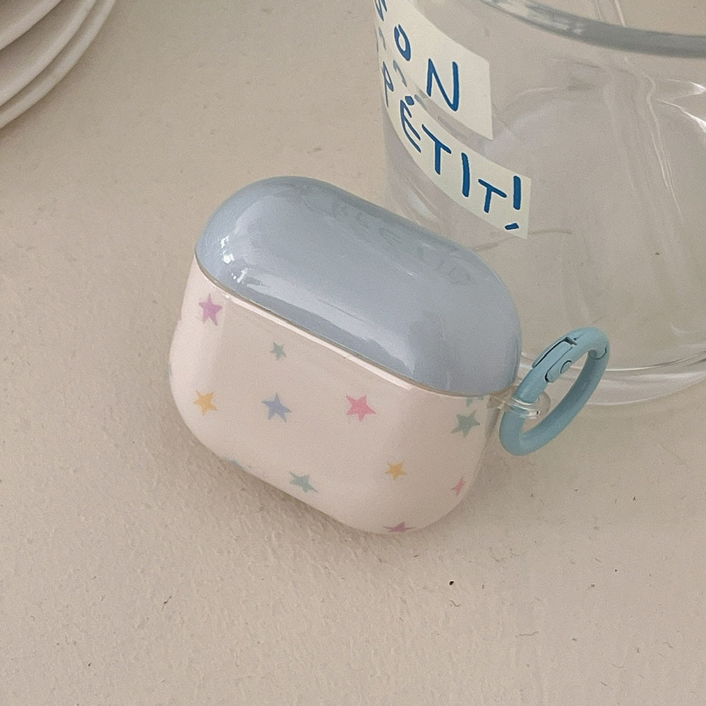 ดาวที่มีสีสันสีฟ้านุ่ม ทีพียู หูฟังกรณีสําหรับ แอร์พอด 4 3 2 1 มือโปร มือโปร2 กันกระแทกพร้อมตะขอสําหรับ แอร์พอด 4ชาร์จกรณีปก - รูปที่ 4