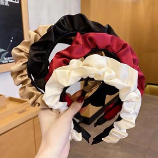 2025 High Skull Top ที่คาดผมจีบสีดําที่คาดผมล้างหน้าผู้หญิง