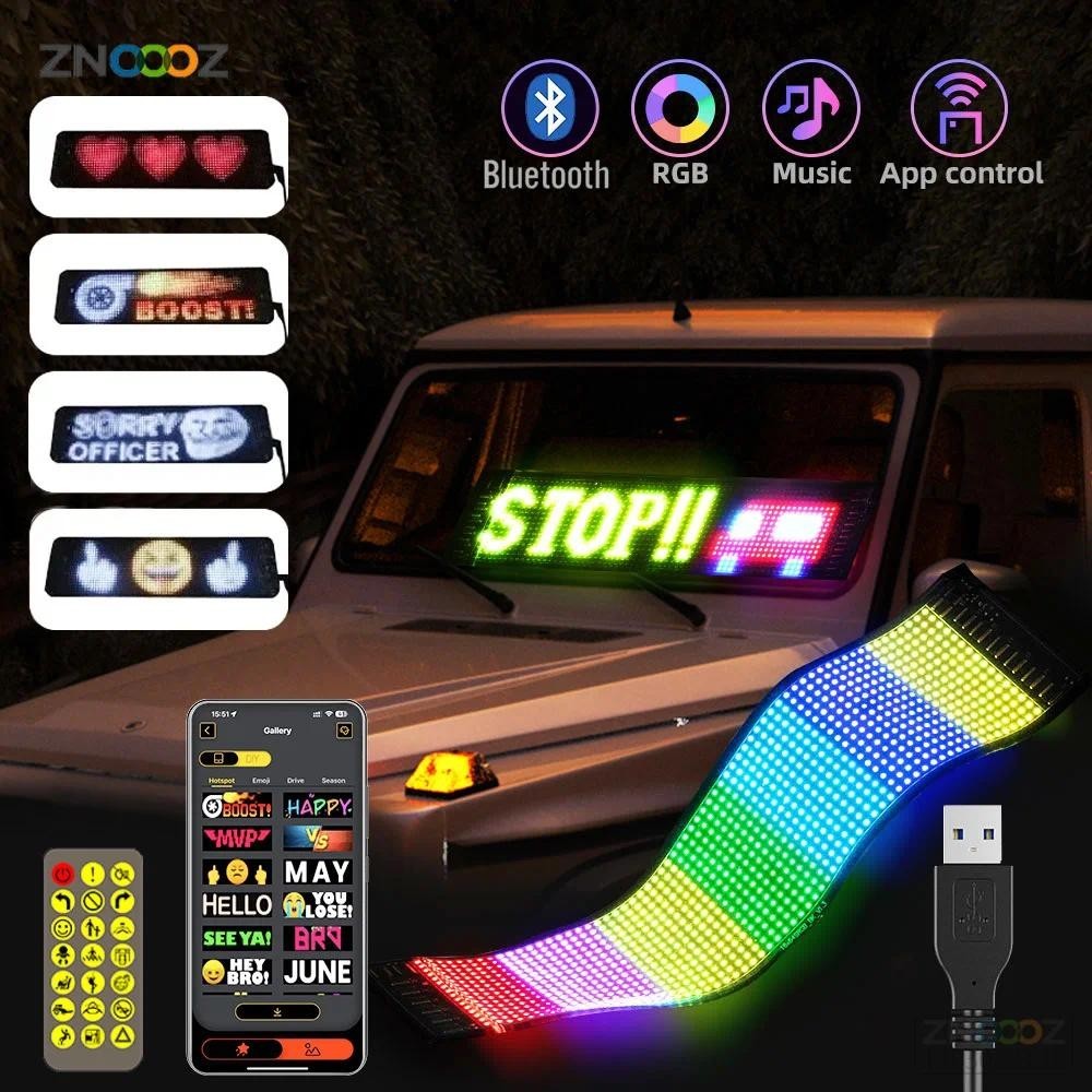 แผงพิกเซล LED Matrix,USB 5V ยืดหยุ่นแอดเดรส RGB รูปแบบ Graffiti เลื่อนข้อความภาพเคลื่อนไหวจอแสดงผลรถ