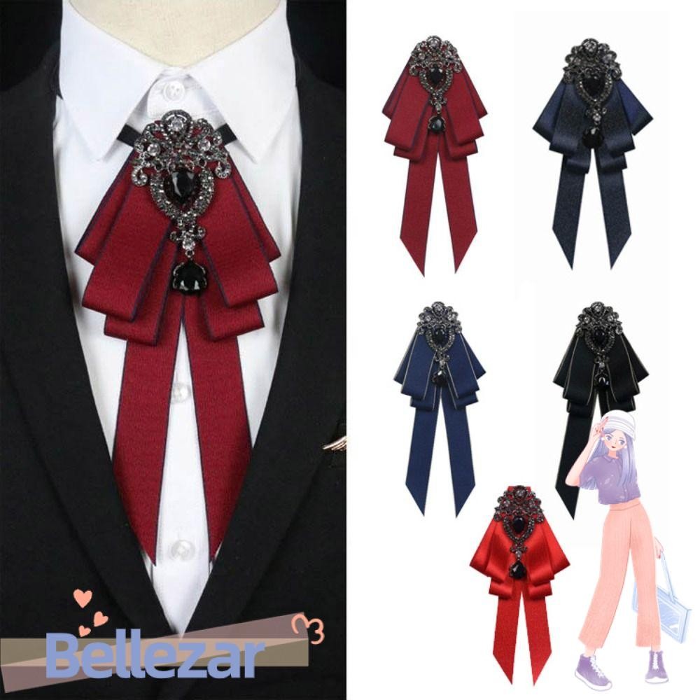 Bellezar ริบบิ้น Rhinestone สีดํา Bowtie, ริบบิ้น Rhinestone Bow Tie, Retro คริสตัล Handmade ผ้าผ้า Art ริบบิ้นโบว์เข็มกลัดธุรกิจชุดอย่างเป็นทางการเสื้อ