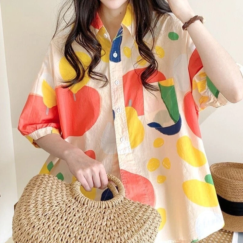 Couture เสื้อเชิ้ตฮาวายผู้หญิง ลายดอกไม้ แขนสั้น thumbnail 5