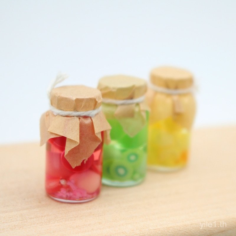 บ้านตุ๊กตา ขวดแก้วผลไม้หลากสีจำลองอาหารขนาดเล็ก โมเดล OB1
