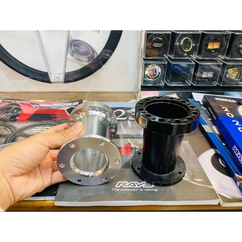 อแดปเตอร์ คอพวงมาลัย เพิ่มความสูง 4นิ้ว สีเงิน สีดำ CNC เบา แข็งแรง Adapter เสริมคอพวงมาลัย ให้สูงขึ