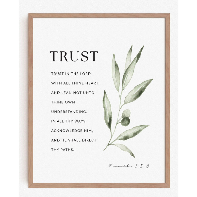 Trust In The Lord Proverbs 3:5-6 พิมพ์ผ้าใบโปสเตอร์ Bible Quote Bible Verse Christian Wall Art ของขวัญคริสเตียน
