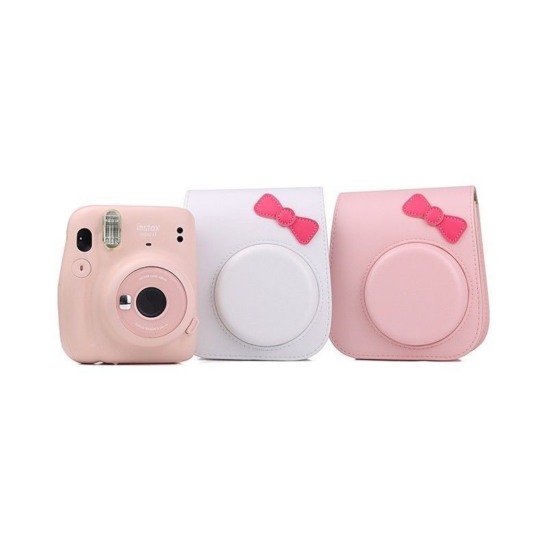 [1635 คอลเลกชันคน] Fuji Polaroid mini12 เคสป้องกัน mini11 กระเป๋ากล้องน่ารักการ์ตูน pu หนังโบว์กระเป๋าแนวทแยงแขวน~250309