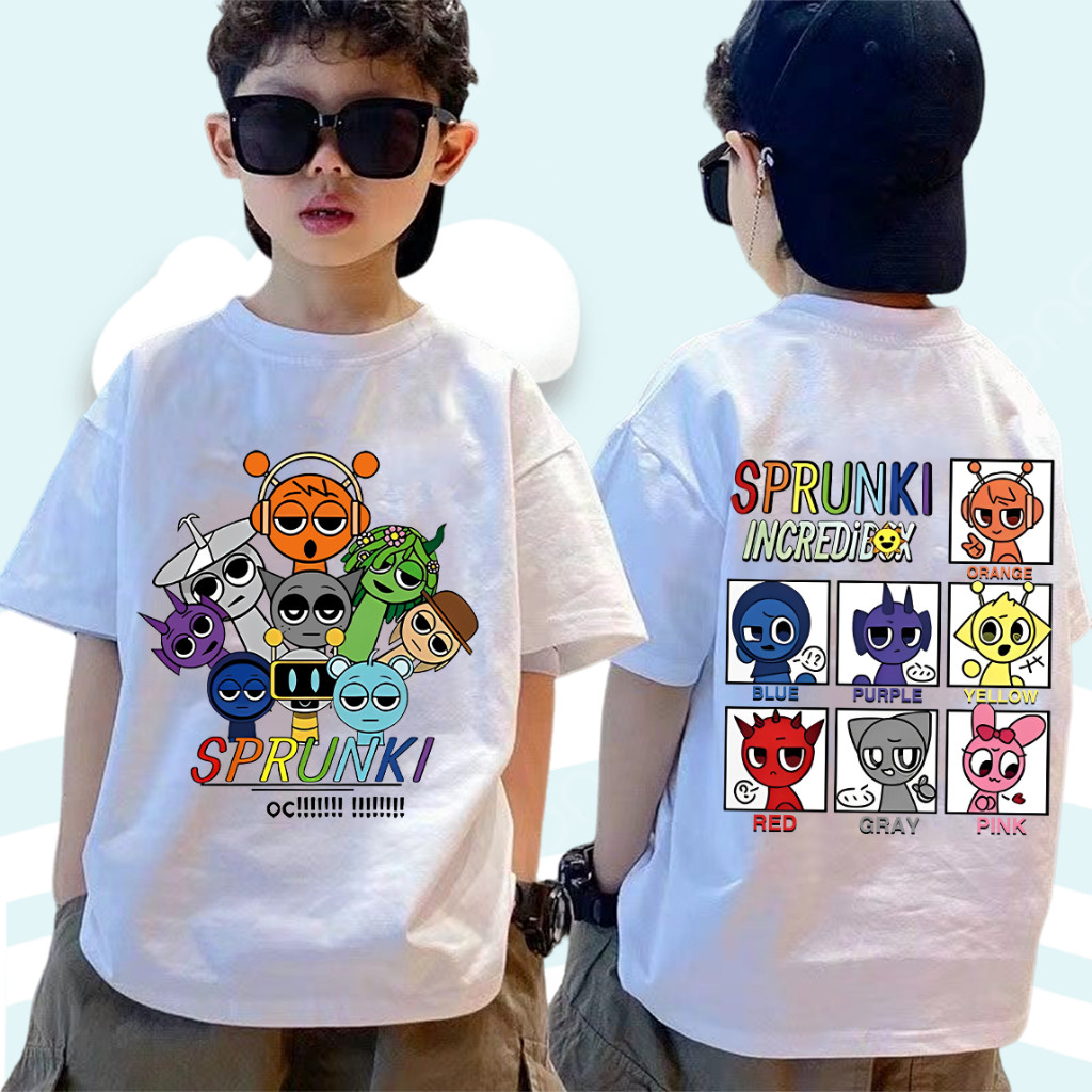 จัดส่งภายใน 24 ชั่วโมง เสื้อยืดแขนสั้นสำหรับเด็ก ตัวละครการ์ตูน sprunki นุ่มสบาย เหมาะสำหรับทั้งเด็กชายและเด็กหญิง #7