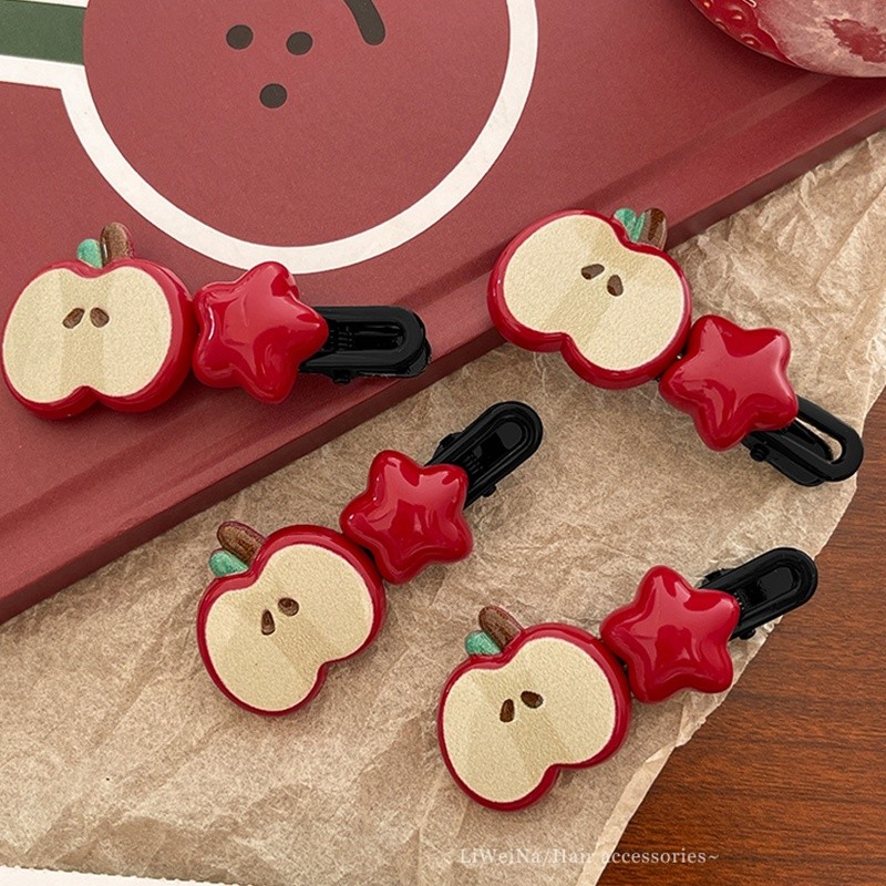 4 ชิ้นผลไม้ Aapple กิ๊บติดผม Duckbill Hairpin สาวหวานผู้หญิง Bangs ด้านข้างคลิปอุปกรณ์เสริมผม