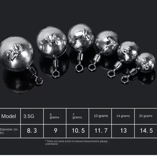 JUNIPER 10 ชิ้น Drop Shot ชุดน้ําหนักตะกั่ว 3.5/5/7/10/14/20 กรัม Sinkers ทรงกลมหมุน 360° ทนทาน เครื่องจมตกปลาแบบดรอปช็อต