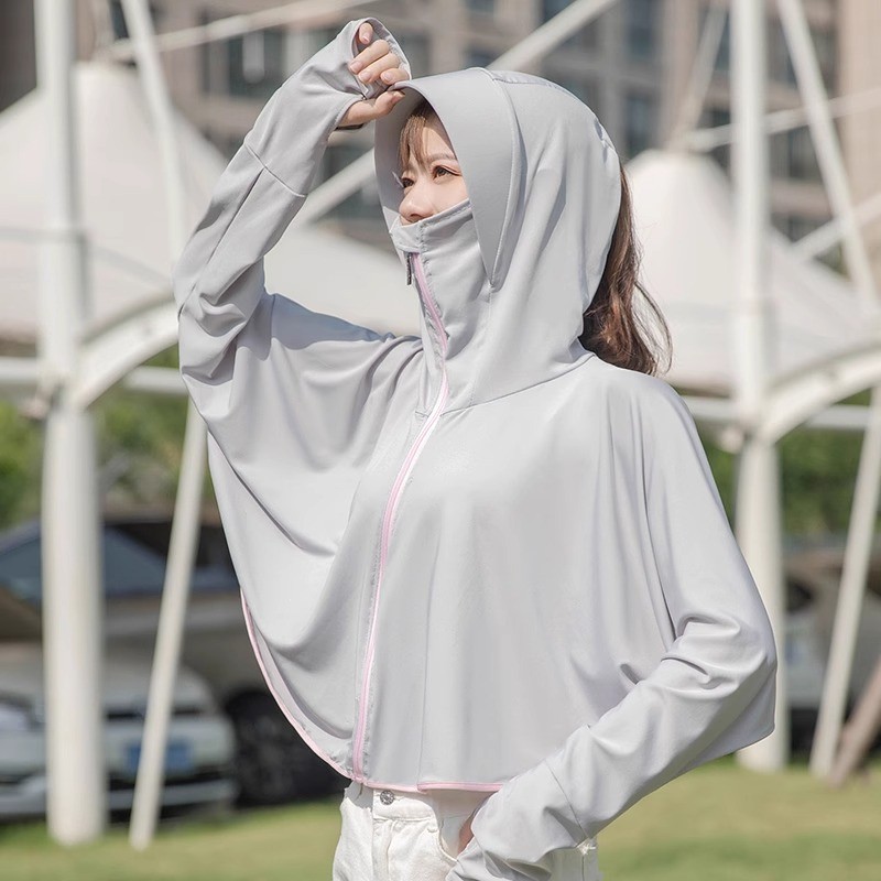 เสื้อกันยูวี พร้อมฮู้ดหมวกกันแดด แขนยาว ทรงเกาหลี รูปที่ 2