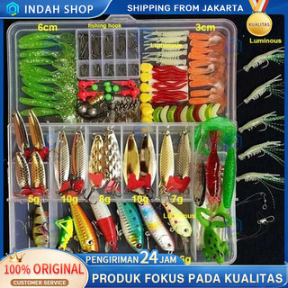 75pcs Set Umpan Pancing Fishing Tackle Box Soft Plastic Lure Umpan Campur Set Aksesoris Umpan Pancing/Umpan Pancing Ikan Set Fishing Bait Kit 178pcs Umpan Casting BEST SELLER