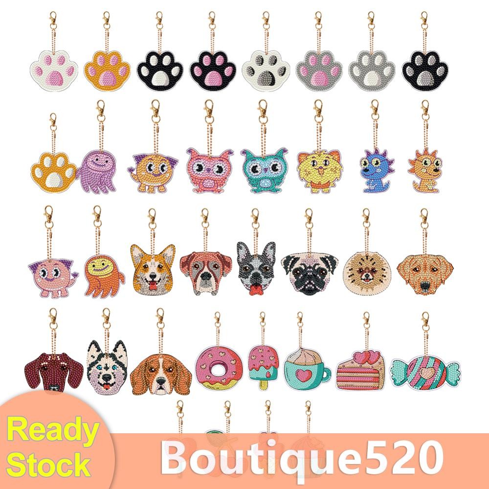 #F 9 ชิ้น Diamond Art Key แหวน Art Craft 5D สองด้าน DIY แขวนเครื่องประดับ Gi [boutique520.th]