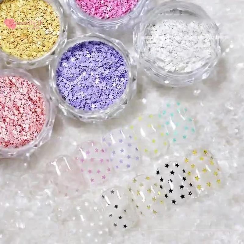 Renbg 1Jar 1 มม.Mini Sparkling Star เล็บ Glitter ประกายตกแต่งเล็บออกแบบร้านทําเล็บน่ารักอุปกรณ์เสริม DIY เล็บออกแบบ TH