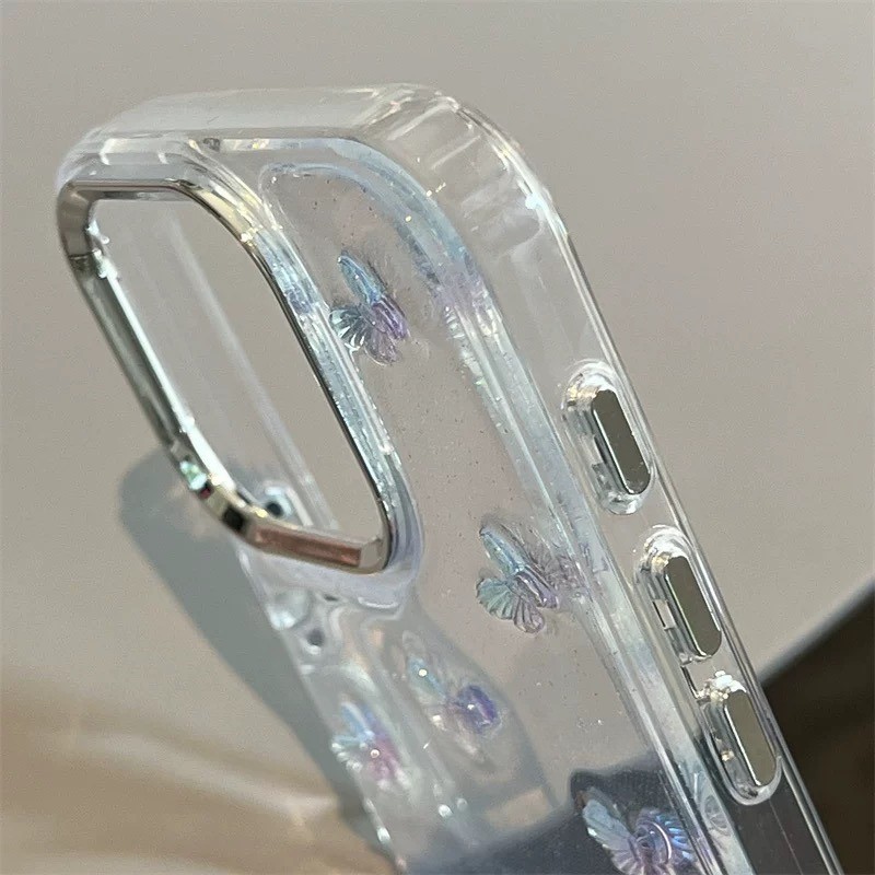Ins อีพ็อกซี่Gradientผีเสื้อเคสโทรศัพท์สําหรับ for iPhone 17 16 15 14 13 12 Pro Max Plus 11 น่ารักกันกระแทกClearปกหลังShell - รูปที่ 6