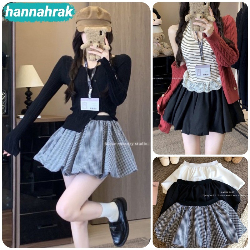 (ส่งจากกรุงเทพฯ)กระโปรงสั้นทรงบอลลูน แนวสาวหวาน สาวน่ารัก ด้านในมีกางเกงซับใน สไตล์ลำลอง ผ้านิ่มยืดใส่สบาย