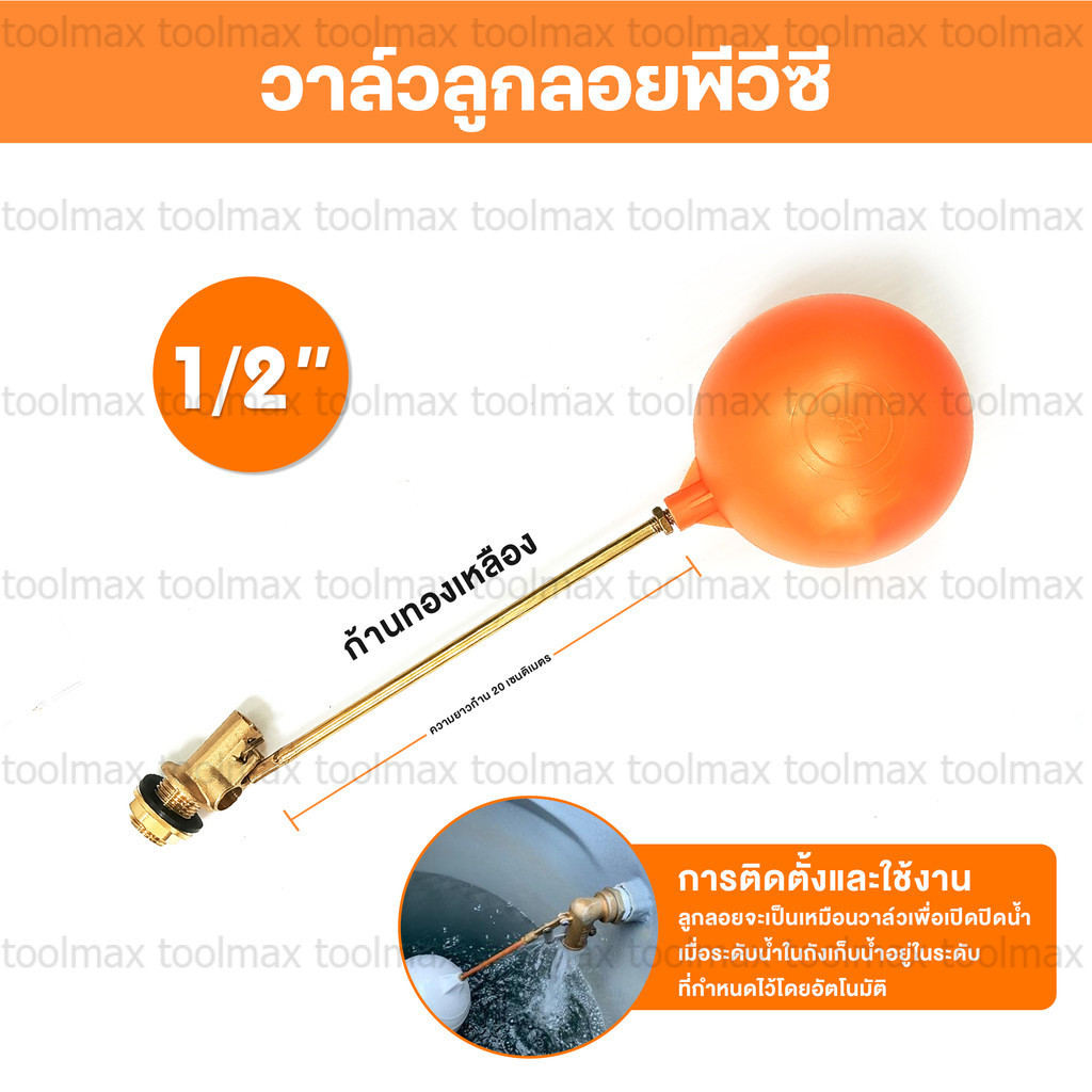วาล์วลูกลอยทองเหลือง บอลpvc 1/2นิ้ว 3/4นิ้ว 1นิ้ว ลูกลอย วาล์วลูกลอยตัดน้ำอัตโนมัติ ลูกลอยตัดน้ำ