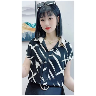 ชีฟองแขนสั้นผู้หญิงเสื้อด้านบนที่เรียบง่ายอเนกประสงค์หลวมคอวี