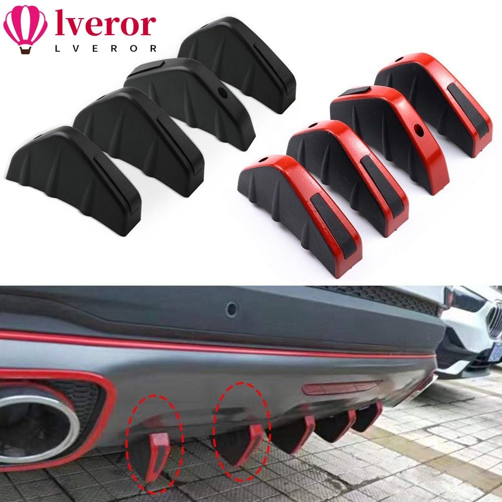 เลเซอร์ 4ชิ้น/เซ็ตลิปสปอยเลอร์,ดัดแปลงฉลามครีบด้านหลังกันชนลิปกระจาย,สากลคาร์บอนไฟเบอร์แบบป้องกันการชนกันสีแดงสีดําสปอยเลอร์หลังรถ