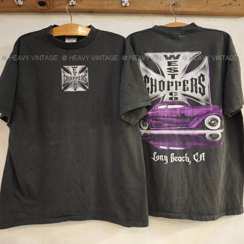 WEST COAST CHOPPERS Long Beach Car , CA  Bio washed เสื้อวินเทจ เสื้อฮาเลย์ heavy vintage shirt