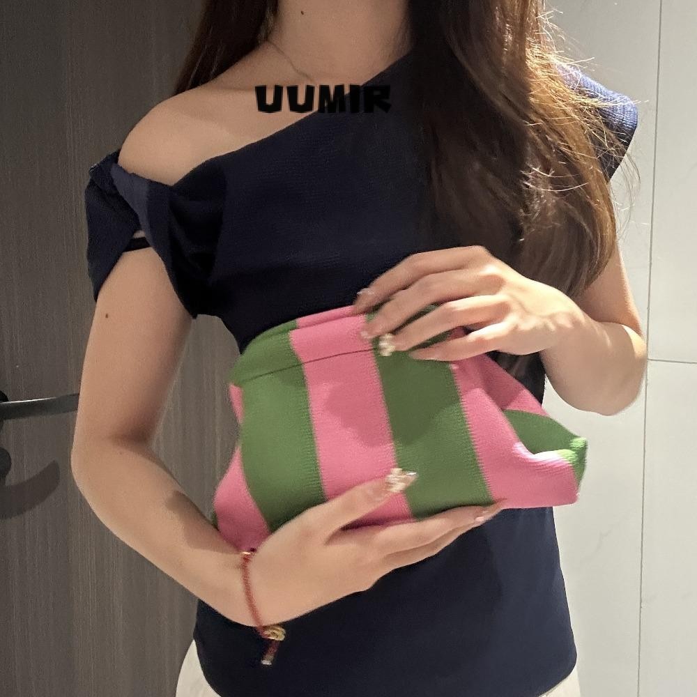 Uumir กระเป๋าคลัทช์ชายหาด, ถักลายโครเชต์กระเป๋าถือน่ารักความจุขนาดใหญ่ทอโครเชต์ Colorblock กระเป๋าฤดูร้อน