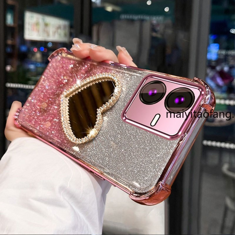 สําหรับ vivo Y22S Y22 ขาตั้งกระจกกันกระแทก Anti-Fall ชุบเคสโทรศัพท์นุ่มพร้อมตัวป้องกันเลนส์กล้องฝาหลัง XXXB2