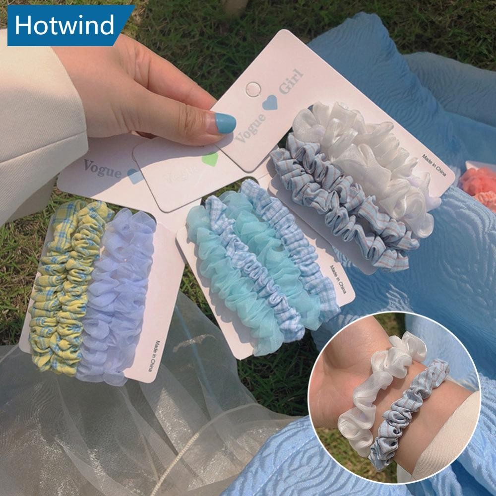 Hw 4 ชิ้น/เซ็ตหวานสีสันผม Band Simple Temperamental ผม Tie สูงยาง Band Headwear เครื่องประดับผมสําหร