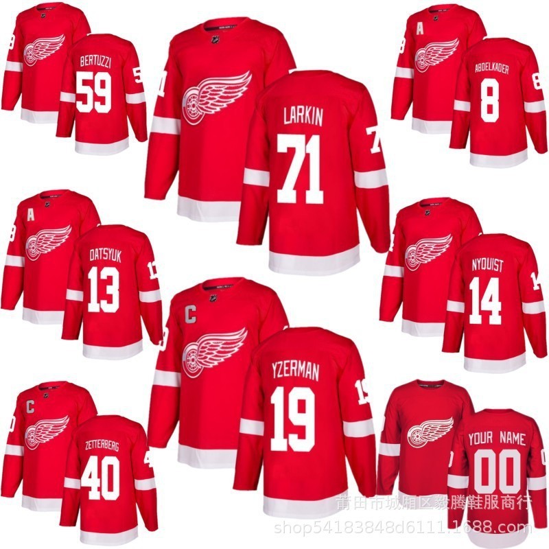 NHL Hockey Jersey Hockey Jersey Red Wings 13 Datsyuk 14 Nyquist 71 Larkin Jersey