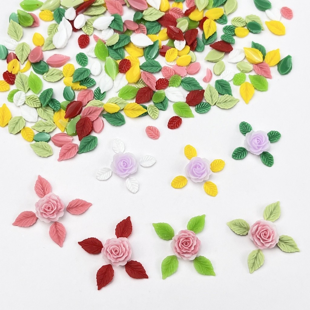 Live ขายดี ใบไม้จําลอง ขนาดเล็ก สีเขียว สําหรับตกแต่งเล็บ diy